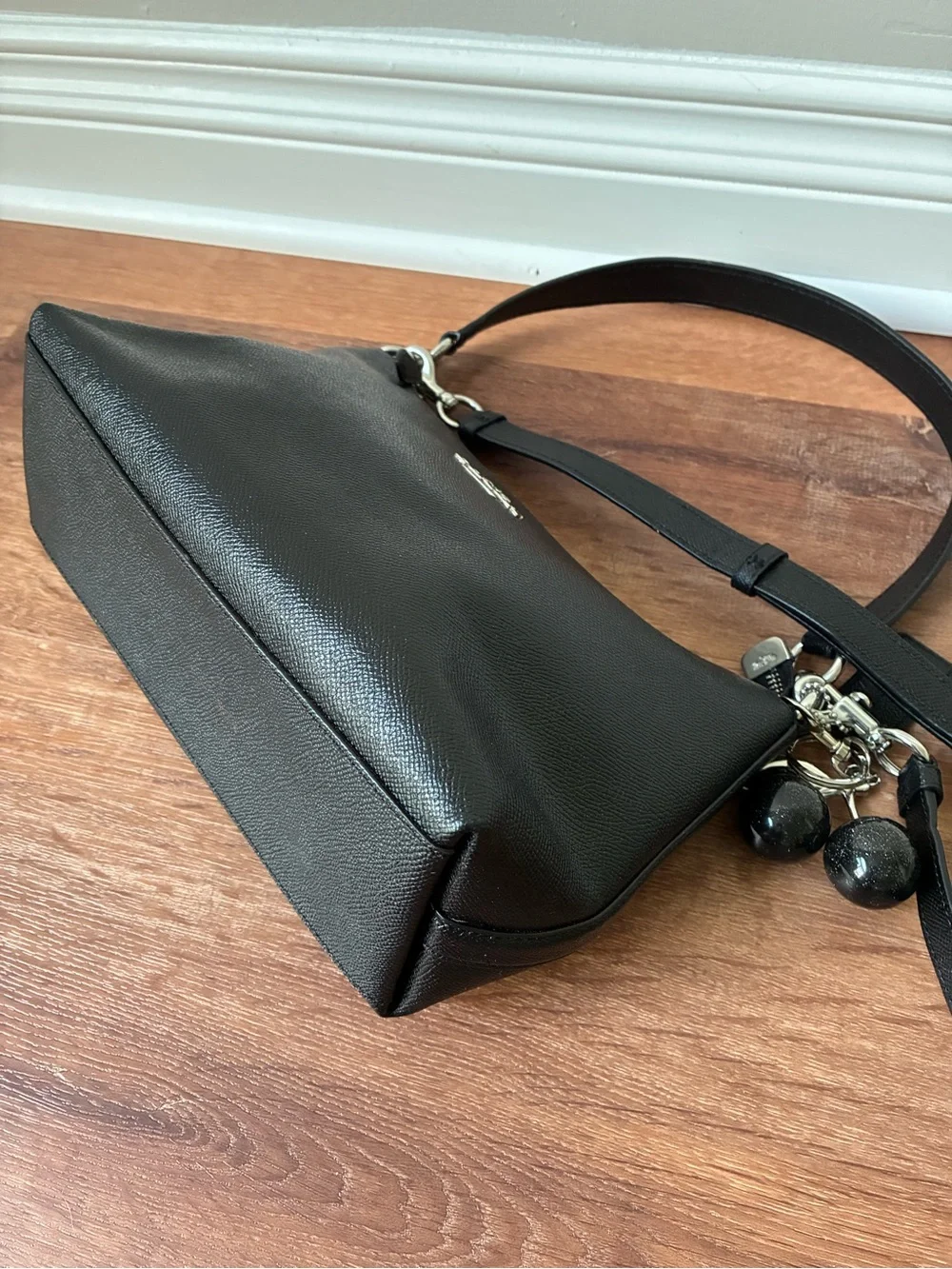 Coach Lewis Leather Crossbody Shoulder Bag, Black / Silver, 80058